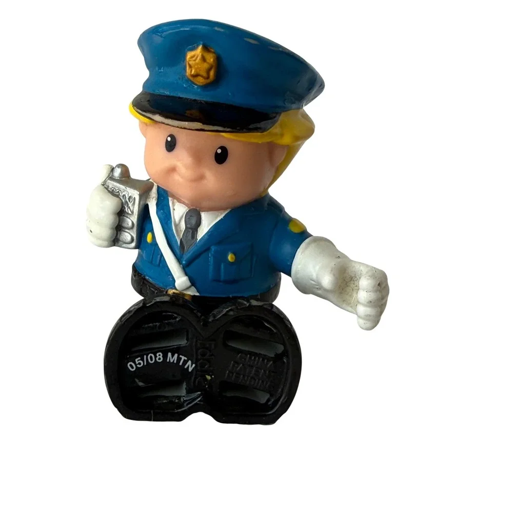 Fisher Price Little People Eddie Police Officer Figure Blue Uniform 3.5